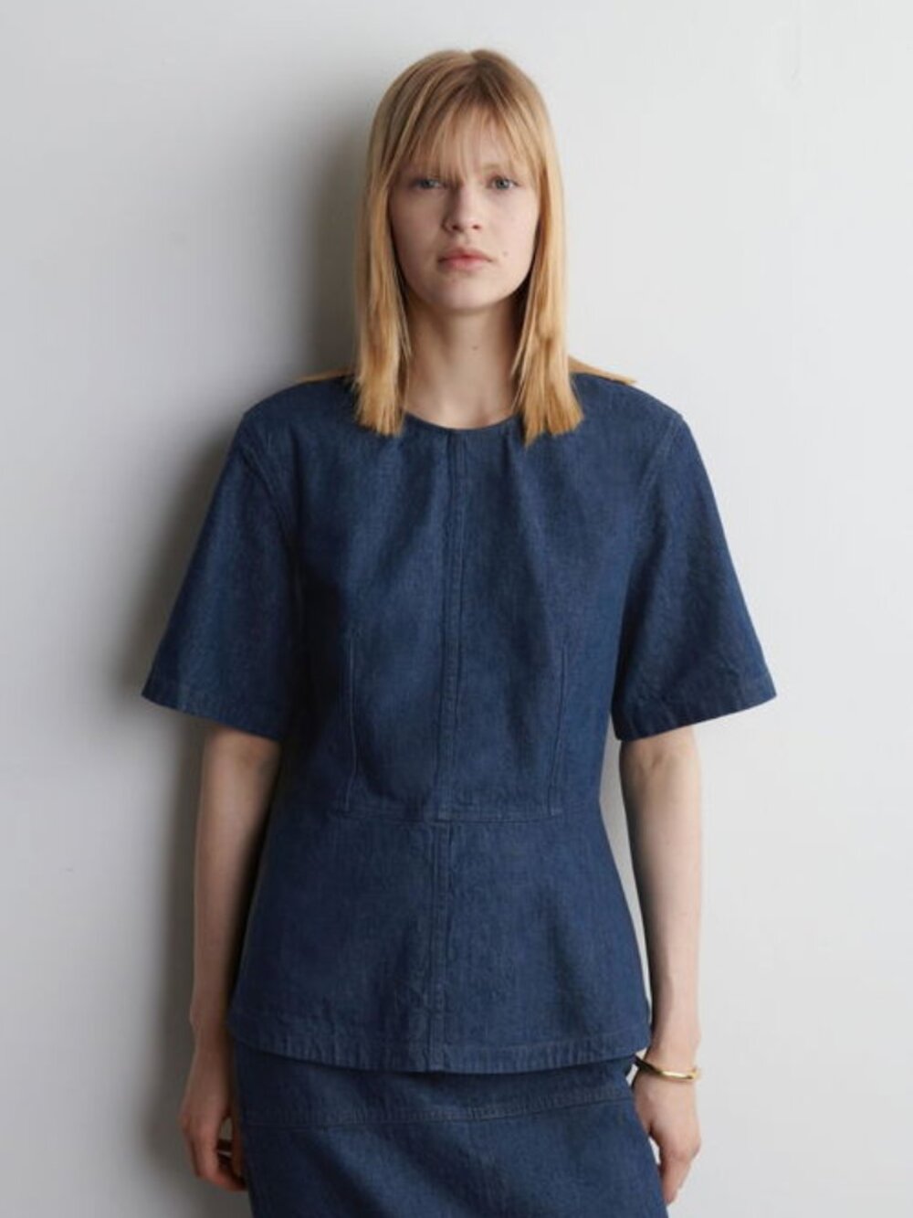 COS Denim Peplum Top in Indigo Size 6
